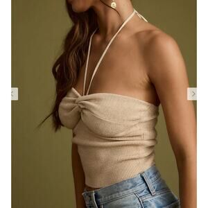 NWOT 12th Tribe Women Cherish Gold Lurex Halter Top Festival Going Out Medium